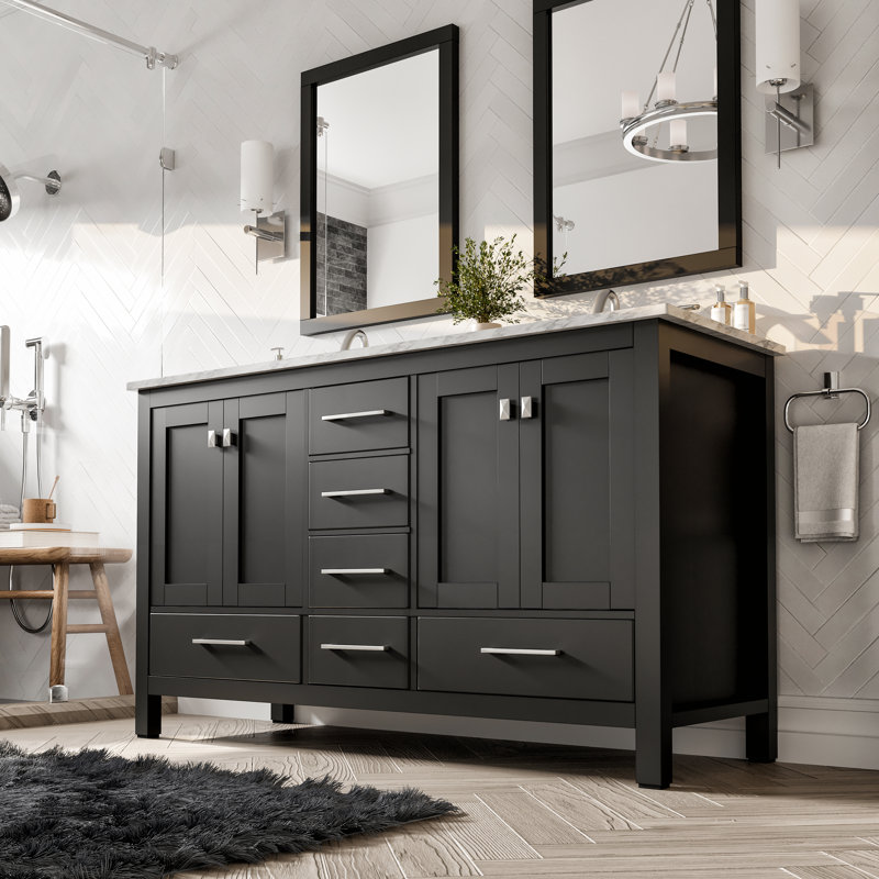 Brayden Studio® Zeringue 84'' Free Standing Double Bathroom Vanity with